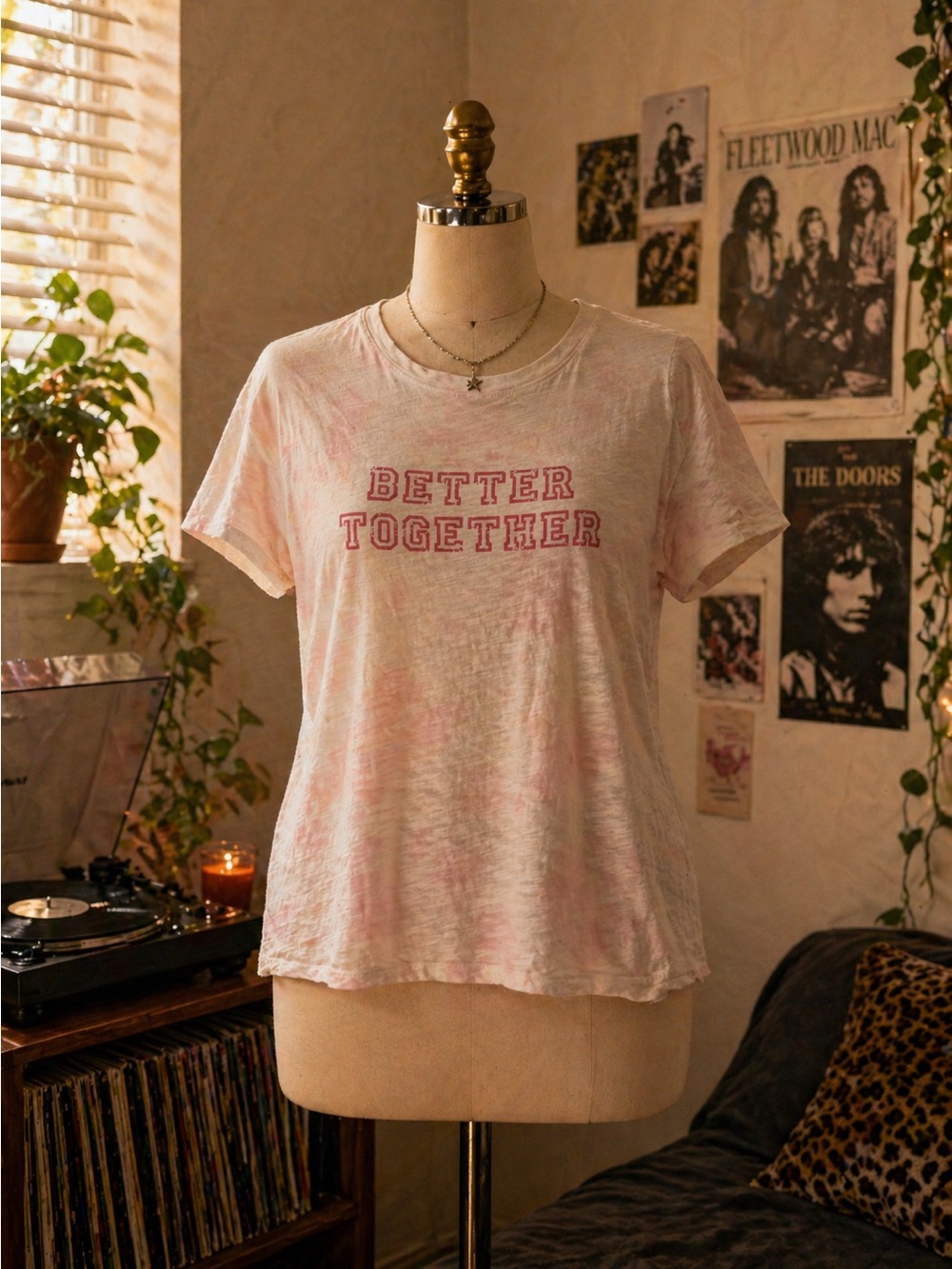 Women's 'Better Together' Pink Tie-Dye Graphic Tee